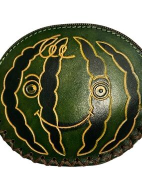 NWT Green Smiling Pumpkin Leather Coin Pouch/ Bag Charm